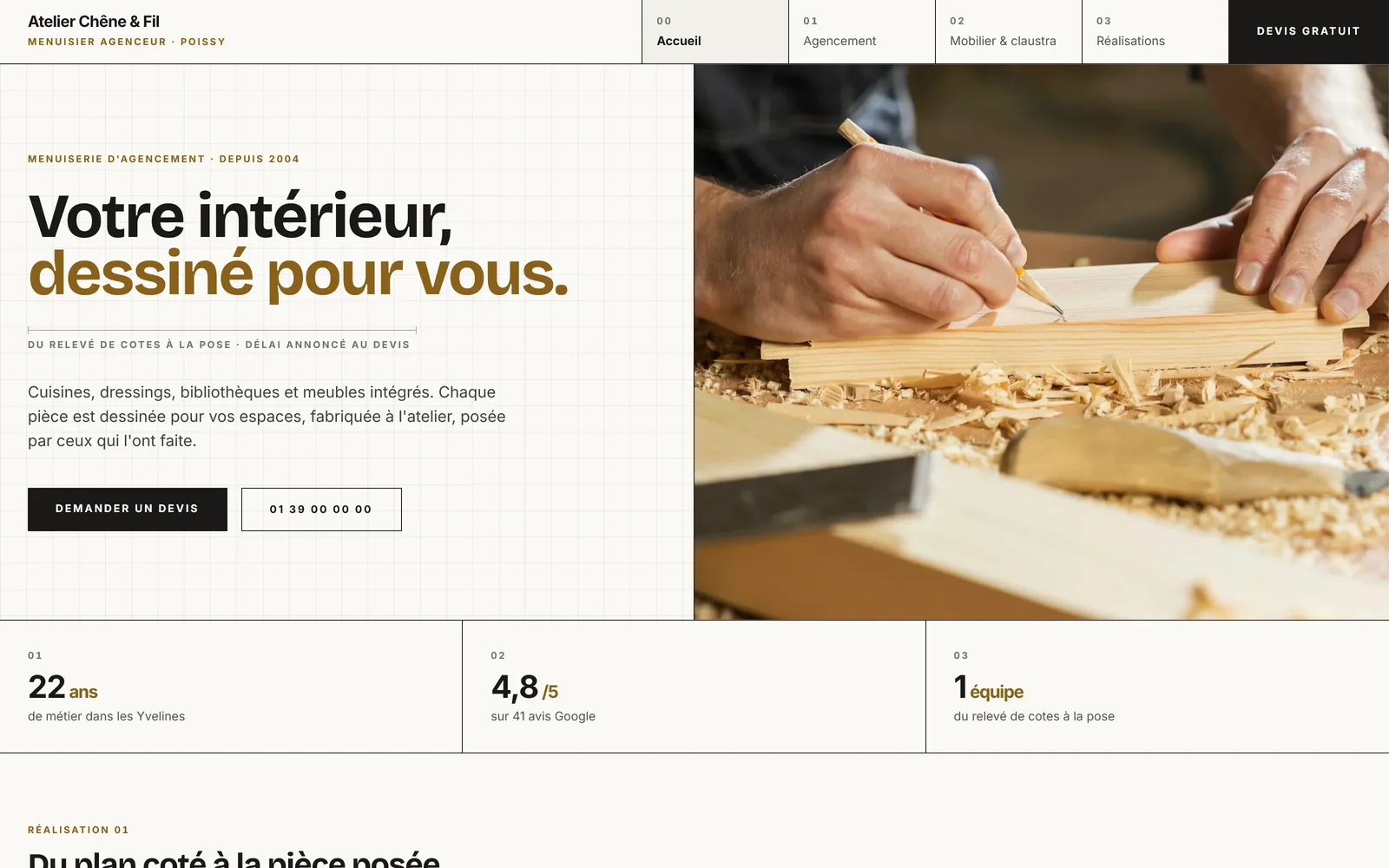 Aperçu du projet Atelier Chêne & Fil