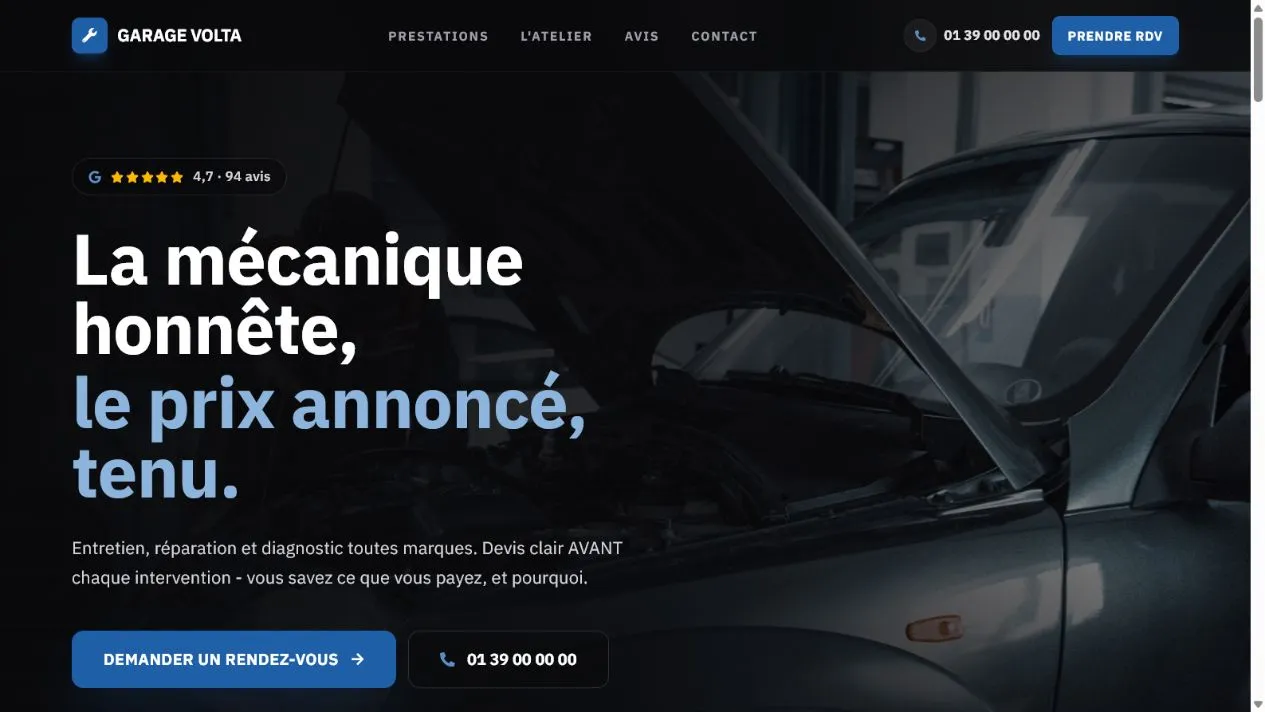 Aperçu du projet Garage Volta