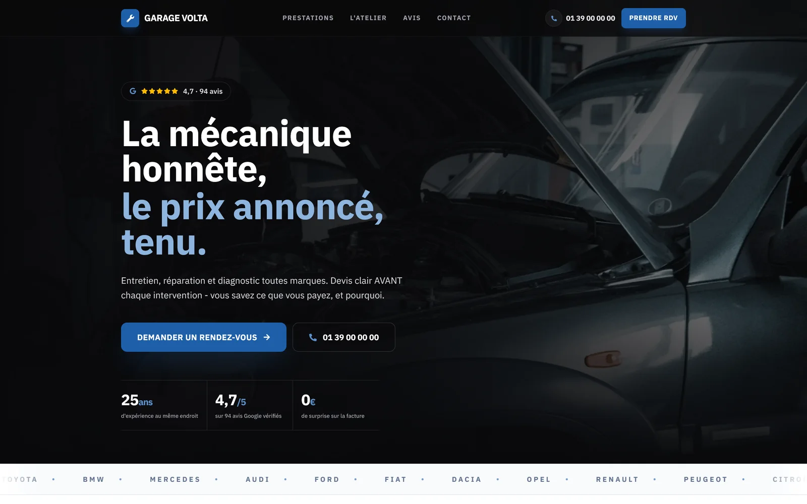 Aperçu du projet Garage Volta